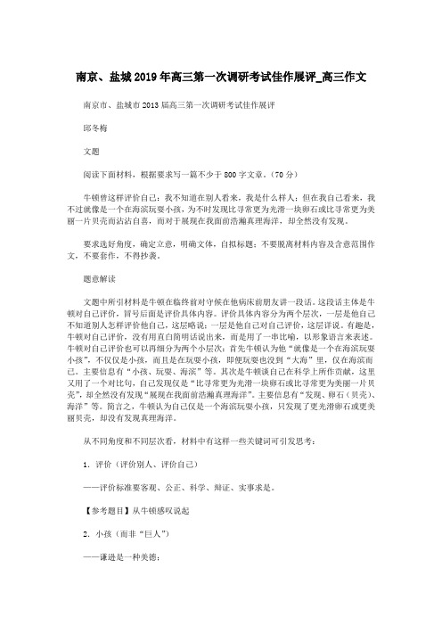 南京、盐城2019年高三第一次调研考试佳作展评_高三作文.doc