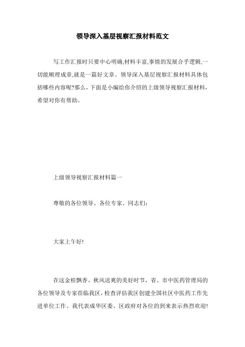 领导深入基层视察汇报材料范文.doc