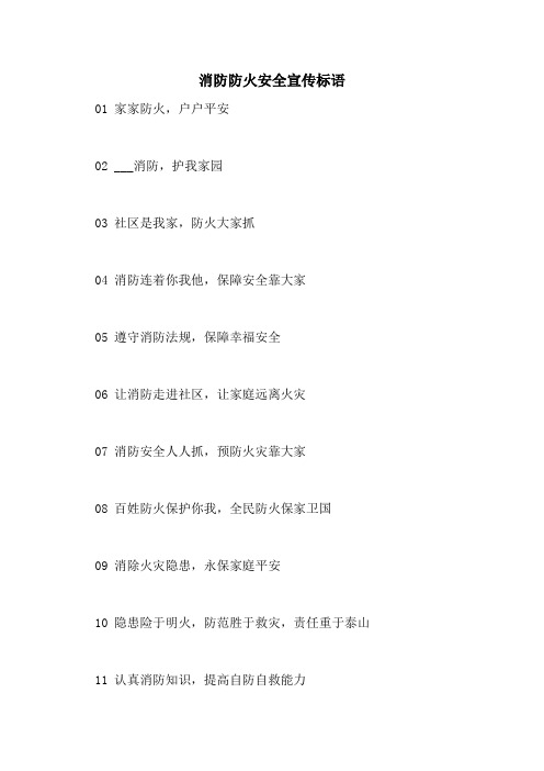 2021年消防防火安全宣传标语
