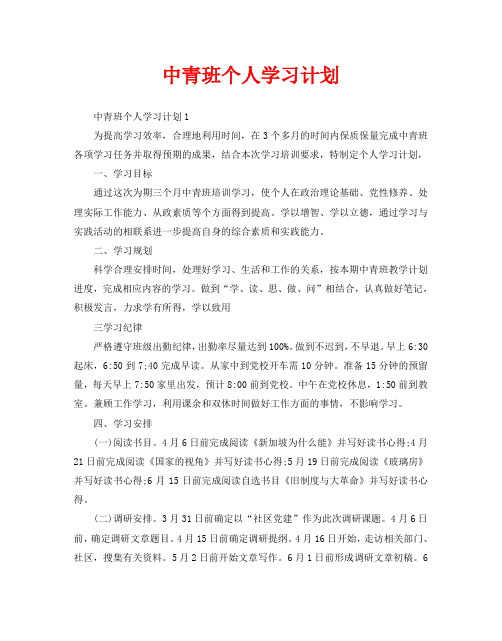 中青班个人学习计划
