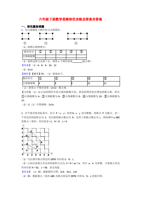 六年级下册数学思维培优训练及答案含答案