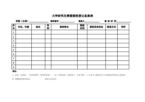 大学生寒假离留校表