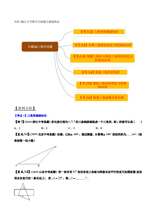 专题10 三角形问题(原卷版)