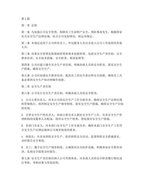 双基安全管理规定(3篇)