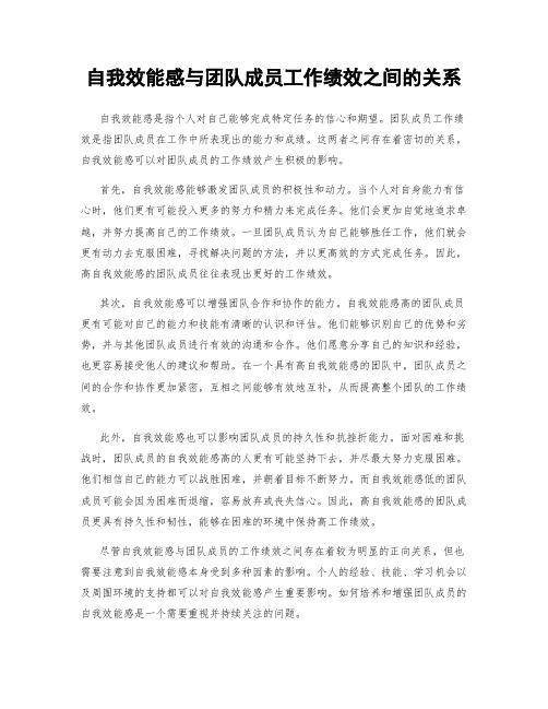 自我效能感与团队成员工作绩效之间的关系