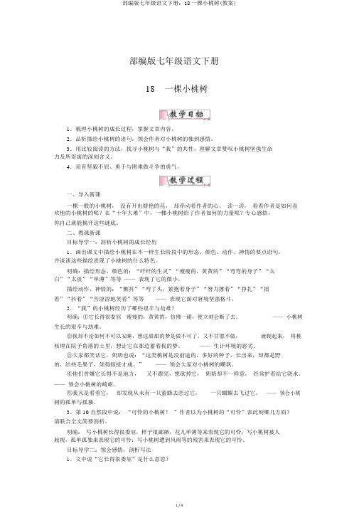 部编版七年级语文下册：18一棵小桃树(教案)