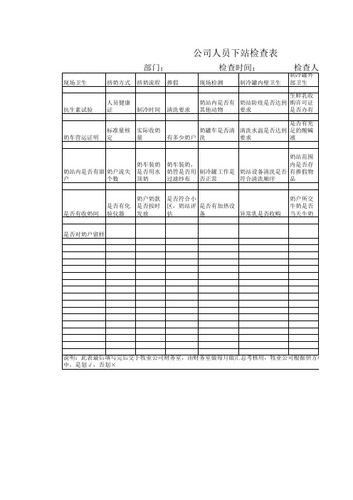 奶站检查表