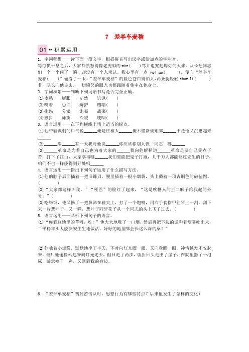 九年级语文上册 第二单元 7《差半车麦秸》练习 语文版