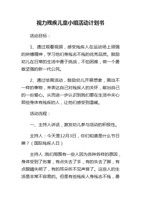 视力残疾儿童小组活动计划书