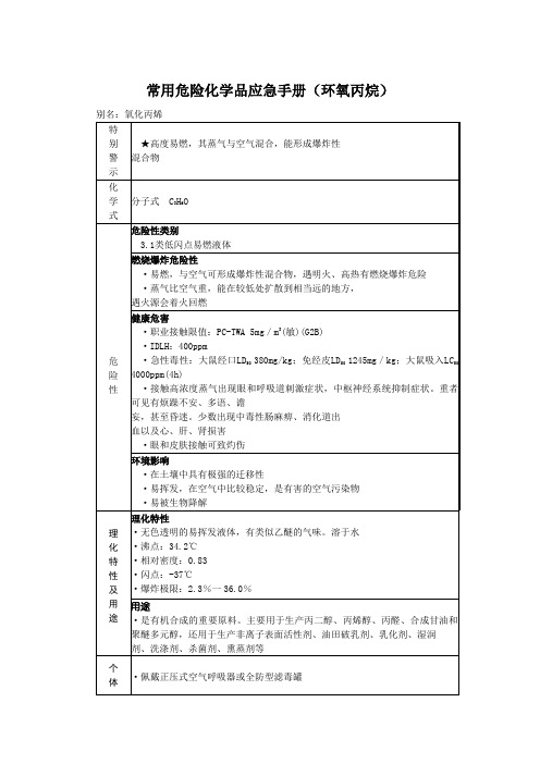 常用危险化学品应急手册(环氧丙烷)