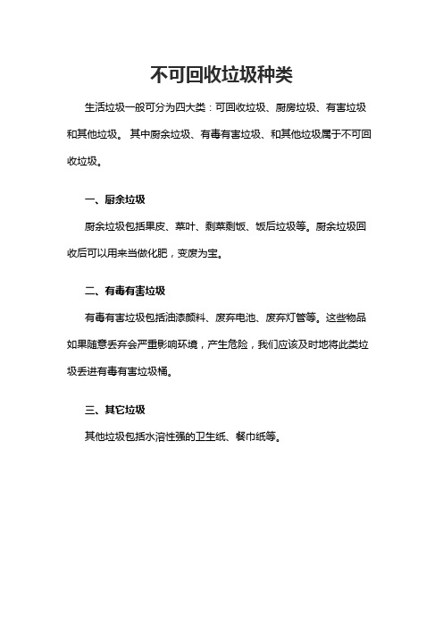 不可回收垃圾种类