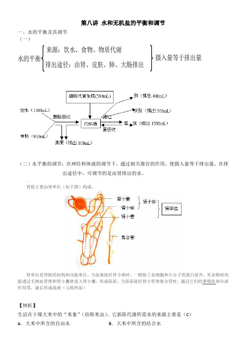 人体水盐平衡的调节  习题及讲义