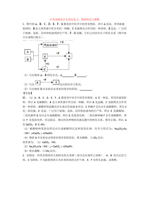 2020-2021年中考深圳化学专项总复习：物质转化与推断