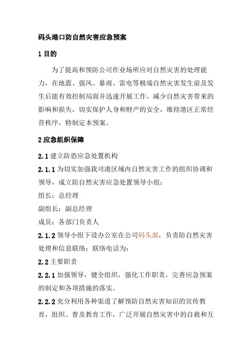 码头港口防自然灾害应急预案