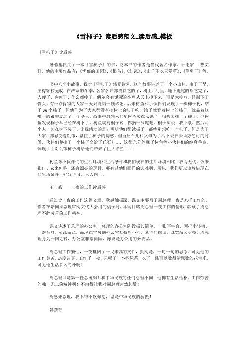 《雪柿子》读后感范文_读后感_模板