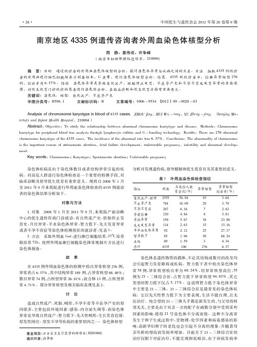 南京地区4335例遗传咨询者外周血染色体核型分析
