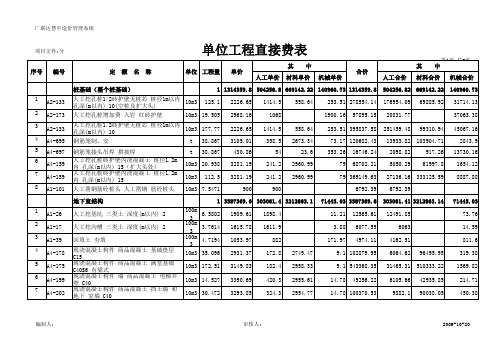 单位工程直接费表