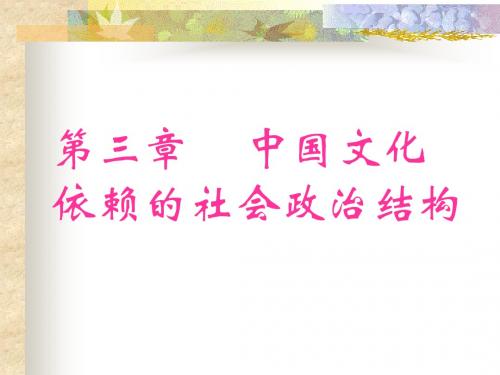 第三章 中国文化依赖的社会政治结构