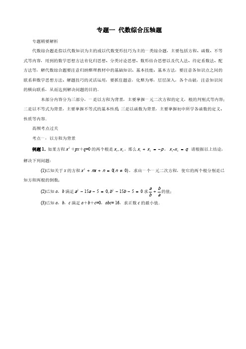 中考数学压轴专题复习讲义