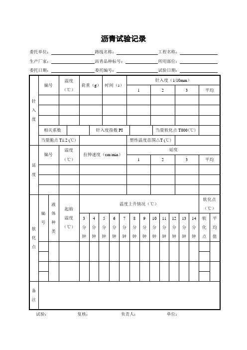 沥青试验记录