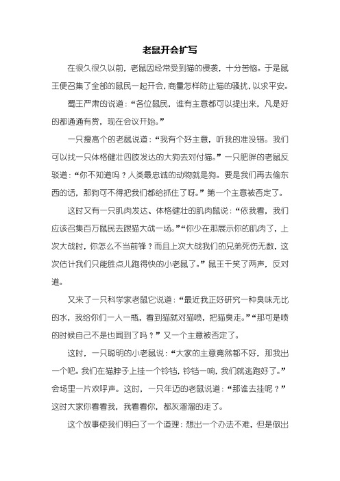 续写改写：老鼠开会扩写作文500字