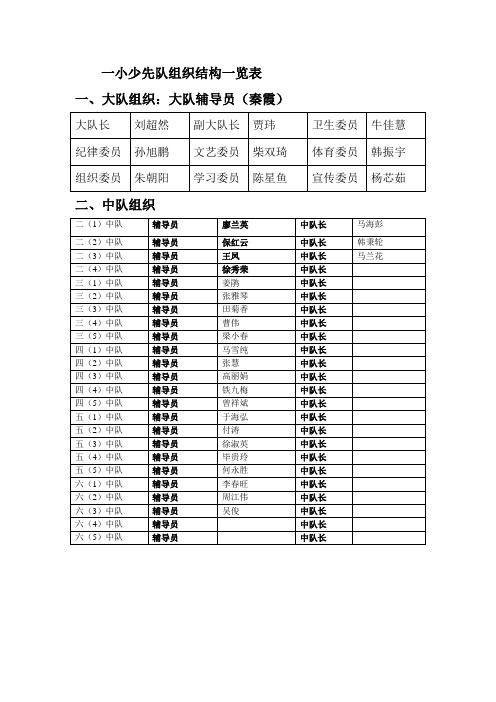 一小少先队组织结构一览表