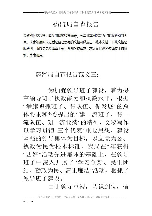 药监局自查报告