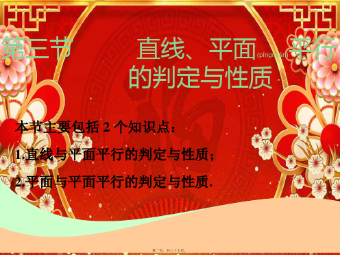高考数学一轮复习 第八章 立体几何 第三节 直线、平面平行的判定与性质实用课件 理