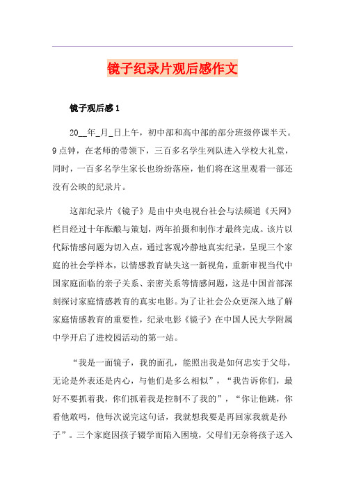 镜子纪录片观后感作文