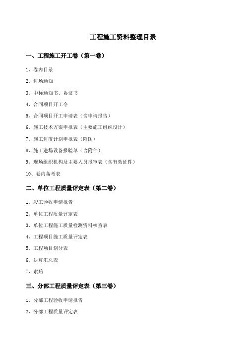 工程施工整理目录