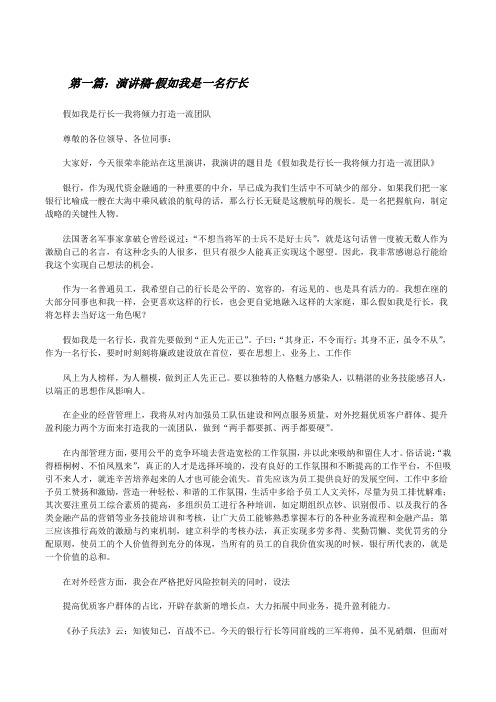 演讲稿-假如我是一名行长[修改版]