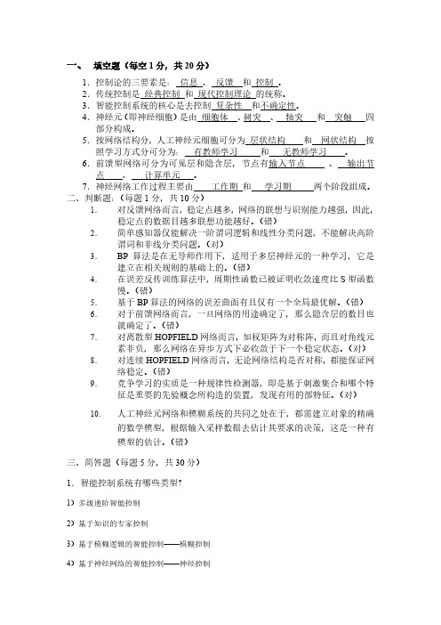 河南理工大学智能控制复习题