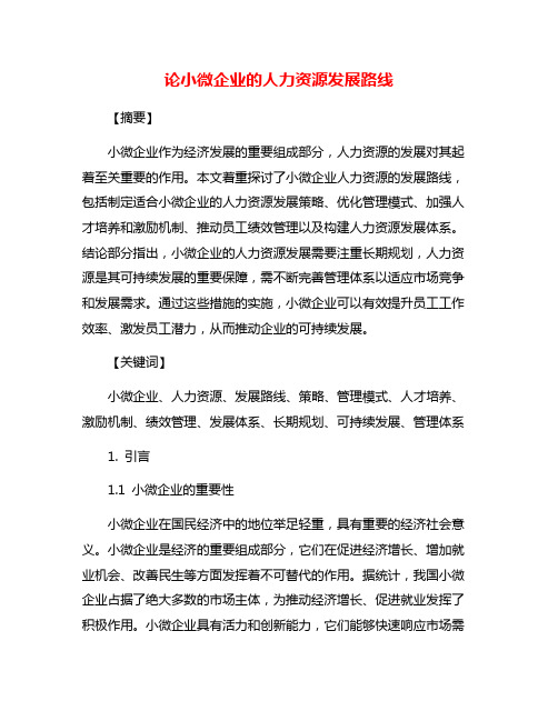 论小微企业的人力资源发展路线