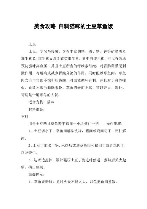 美食攻略 自制猫咪的土豆草鱼饭