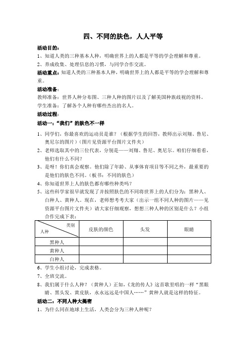 四、不同的肤色,人人平等