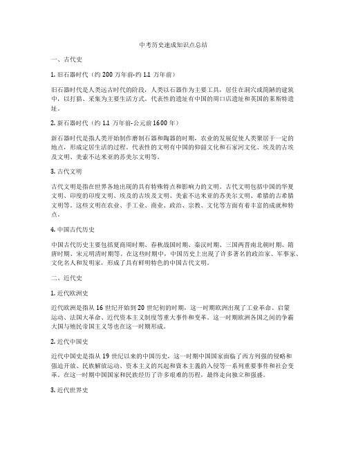 中考历史速成知识点总结