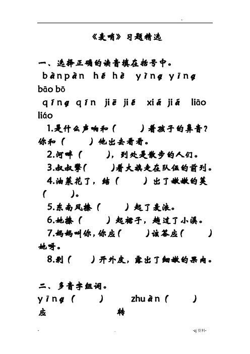 麦哨习题精选