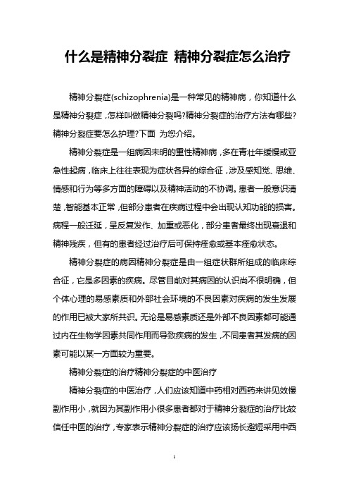什么是精神分裂症 精神分裂症怎么治疗