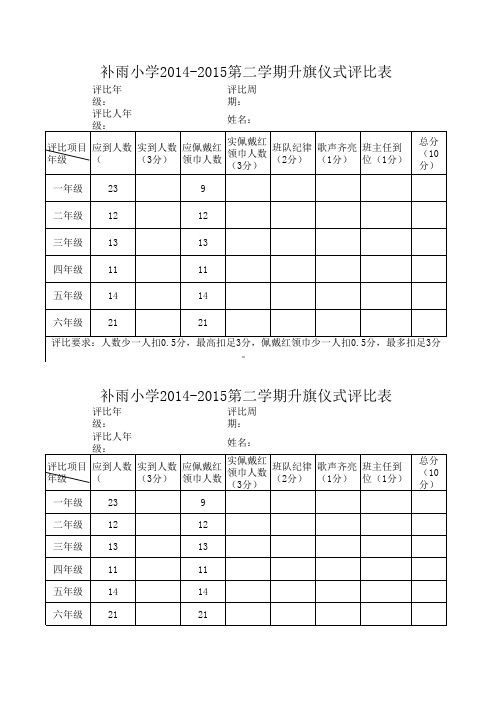 升旗仪式评比表