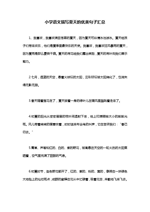 小学语文描写夏天的优美句子汇总