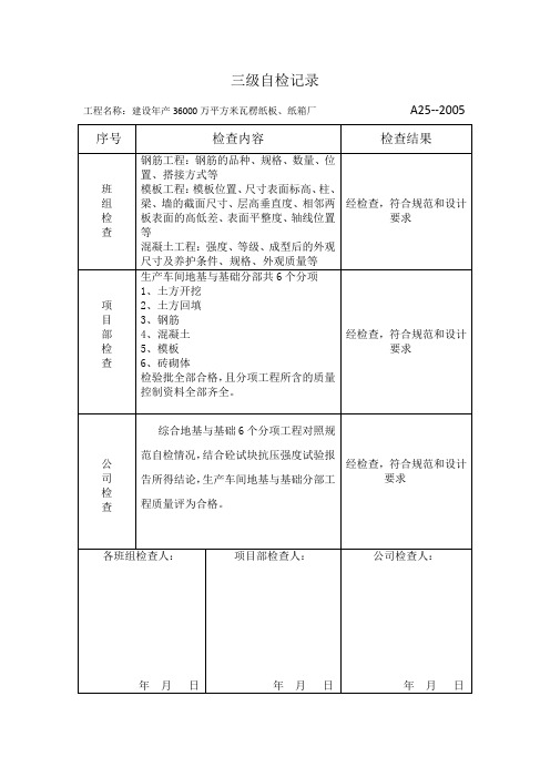 三级自检记录