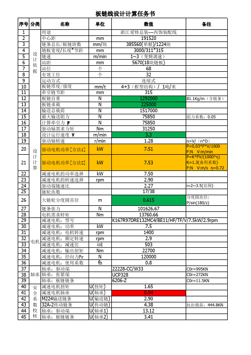 板链线设计计算任务书---R系列电机