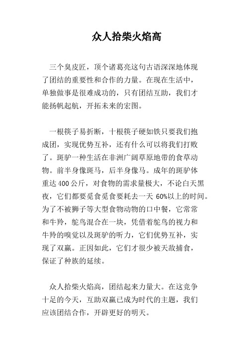 众人拾柴火焰高