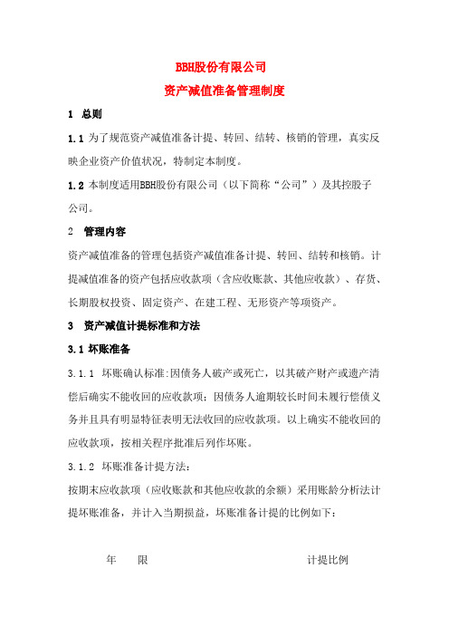 资产减值准备管理制度(上市公司)