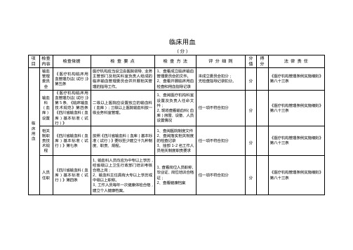 临床用血考核评分表