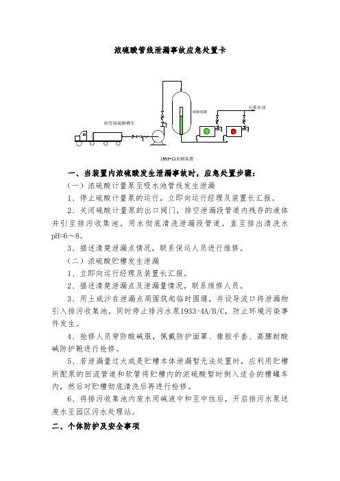 浓硫酸管线泄漏事故应急处置卡