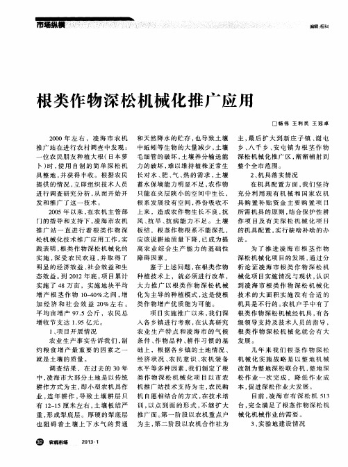 根类作物深松机械化推广应用