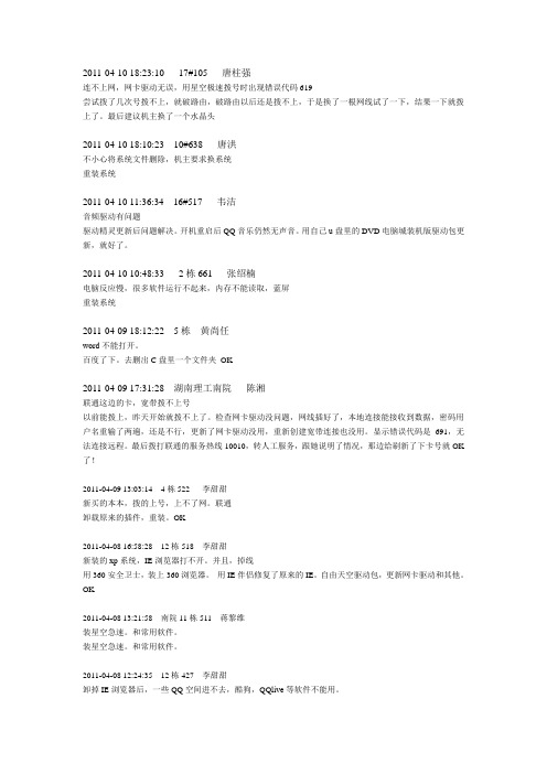 湖南理工学院近期电脑维修记录总结