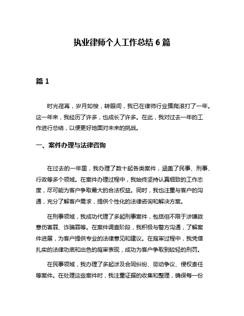 执业律师个人工作总结6篇