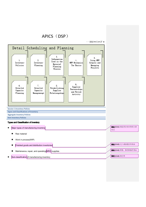 APICS(DSP)课堂笔记整理